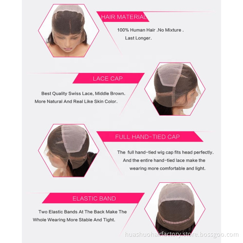 Huashuo Wholesale Cuticle Aligned Unprocessed Full Lace Human Hair Wig, Natural Black Long Full Lace Wig For Women
